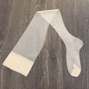 Vintage ivory/cream sheer thigh-high stockings
